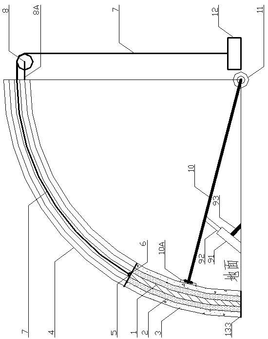 Arc-shaped terrace beam sluice gate with layered water intake function and working method thereof