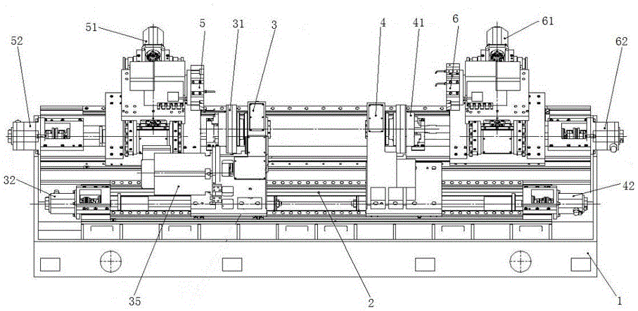 Numerically controlled lathe for two-head processing of torsion rod and method for processing torsion rod through numerically controlled lathe