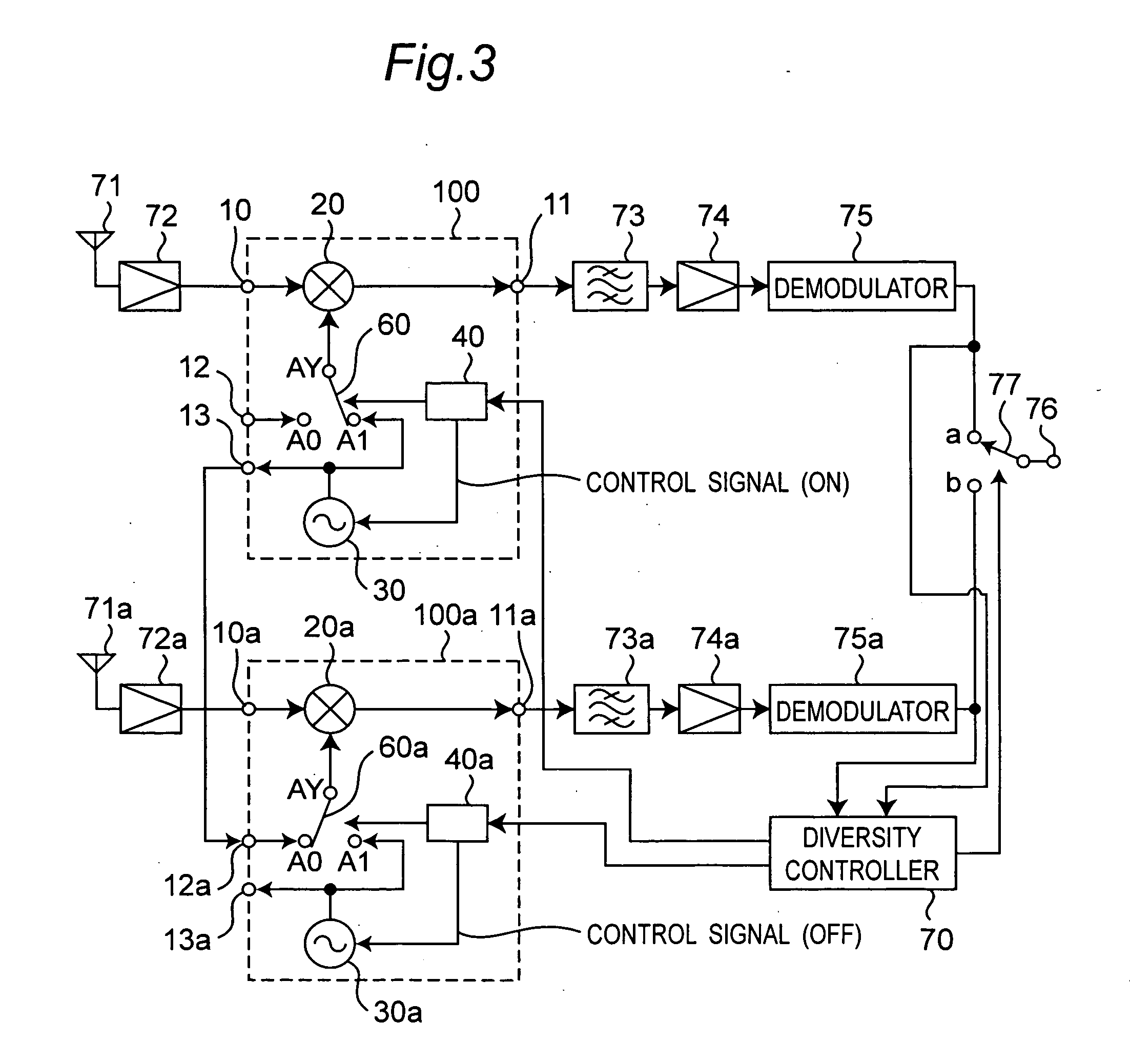 High frequency receiving circuit provided with controller for turning on and off power supply to local oscillator