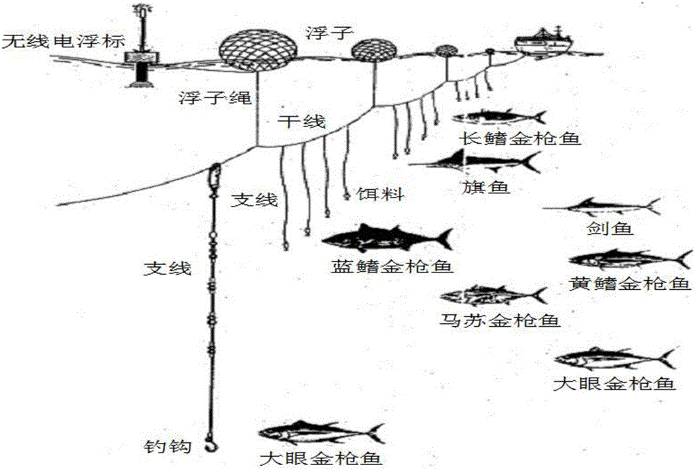 A trunk line release device for deep-sea fish longline fishing