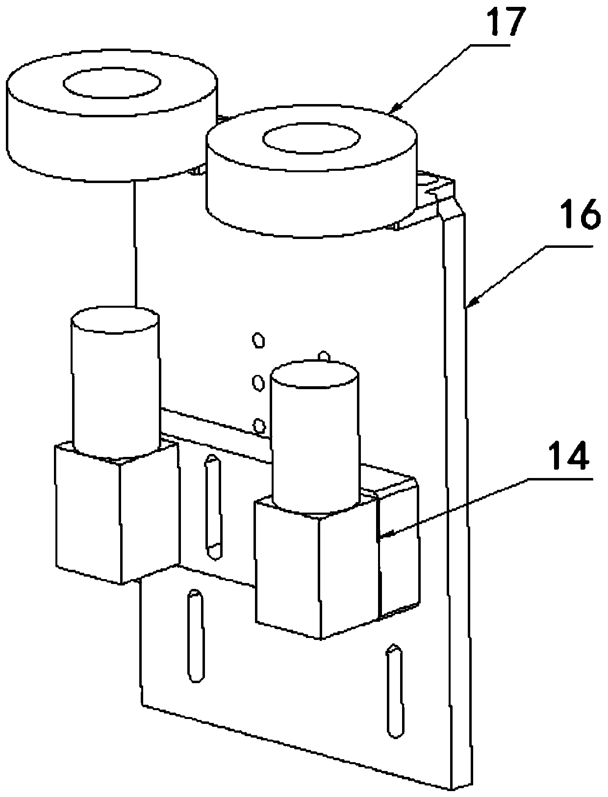 Visual aligning and blocking device for blocking slots in wine covers