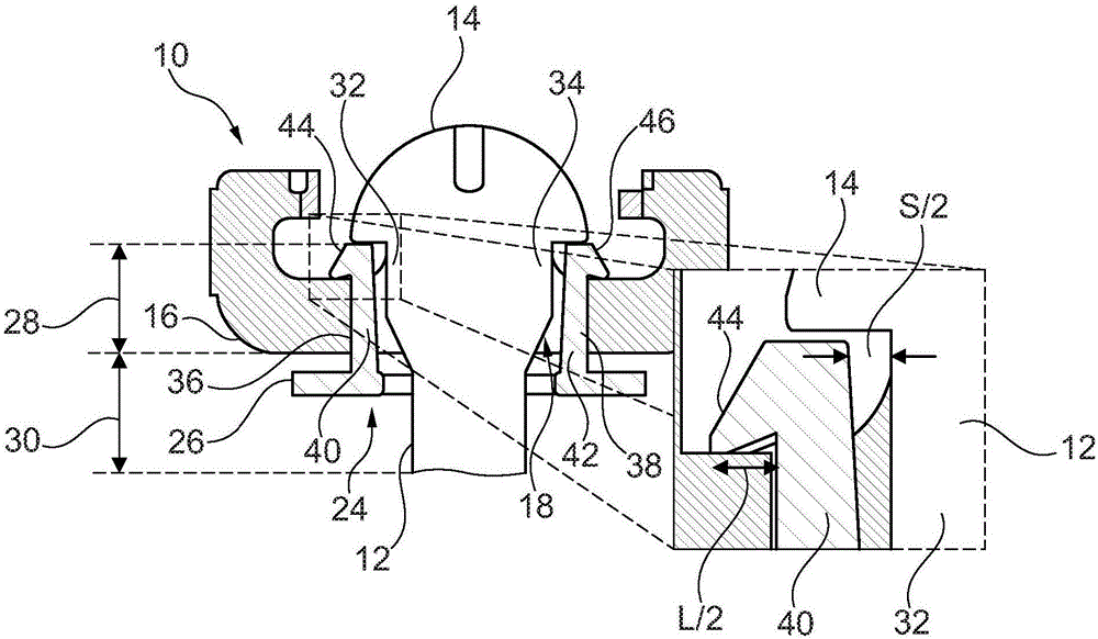 Connection arrangement of a piston rod