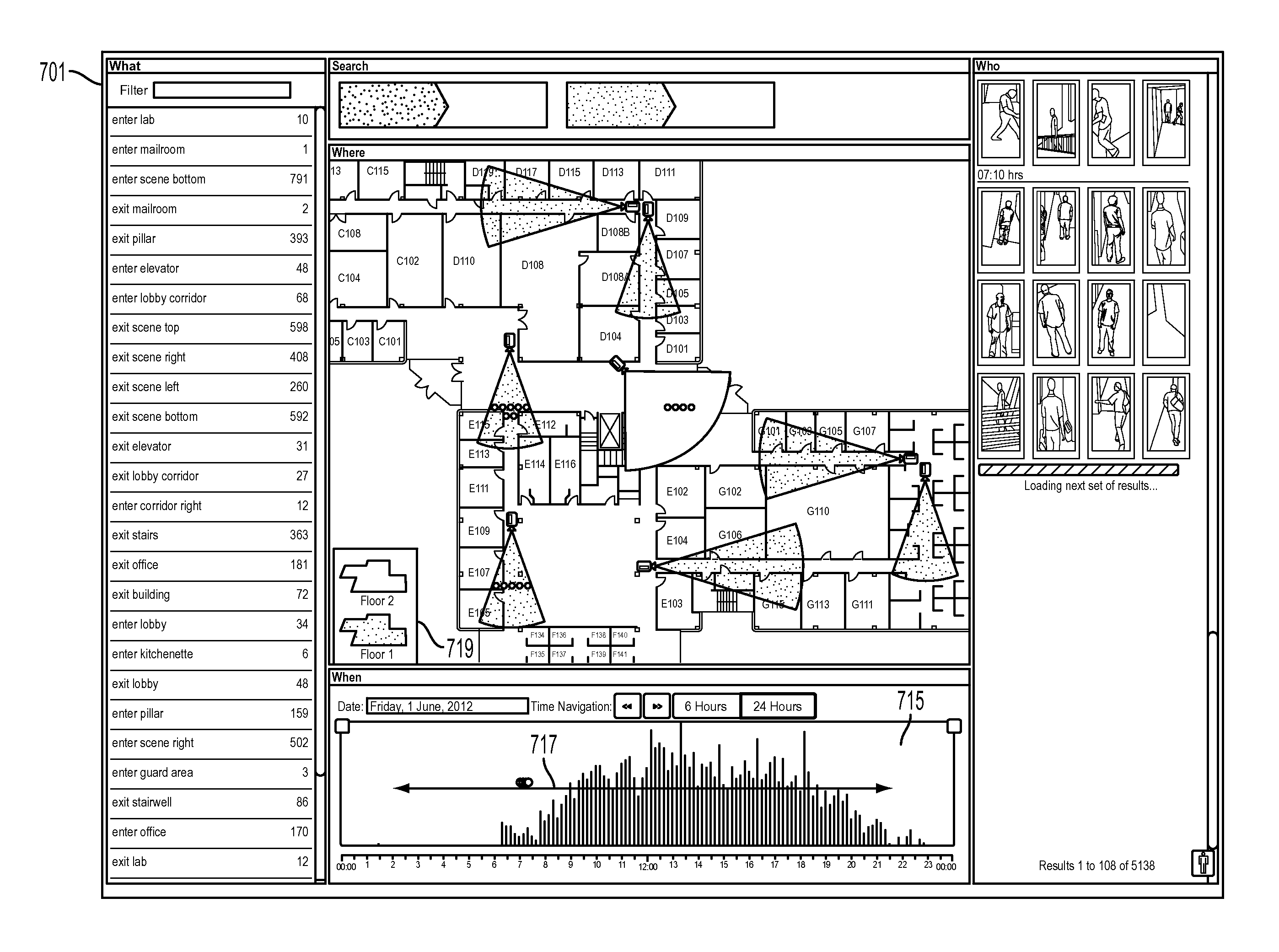 Method and user interface for forensic video search