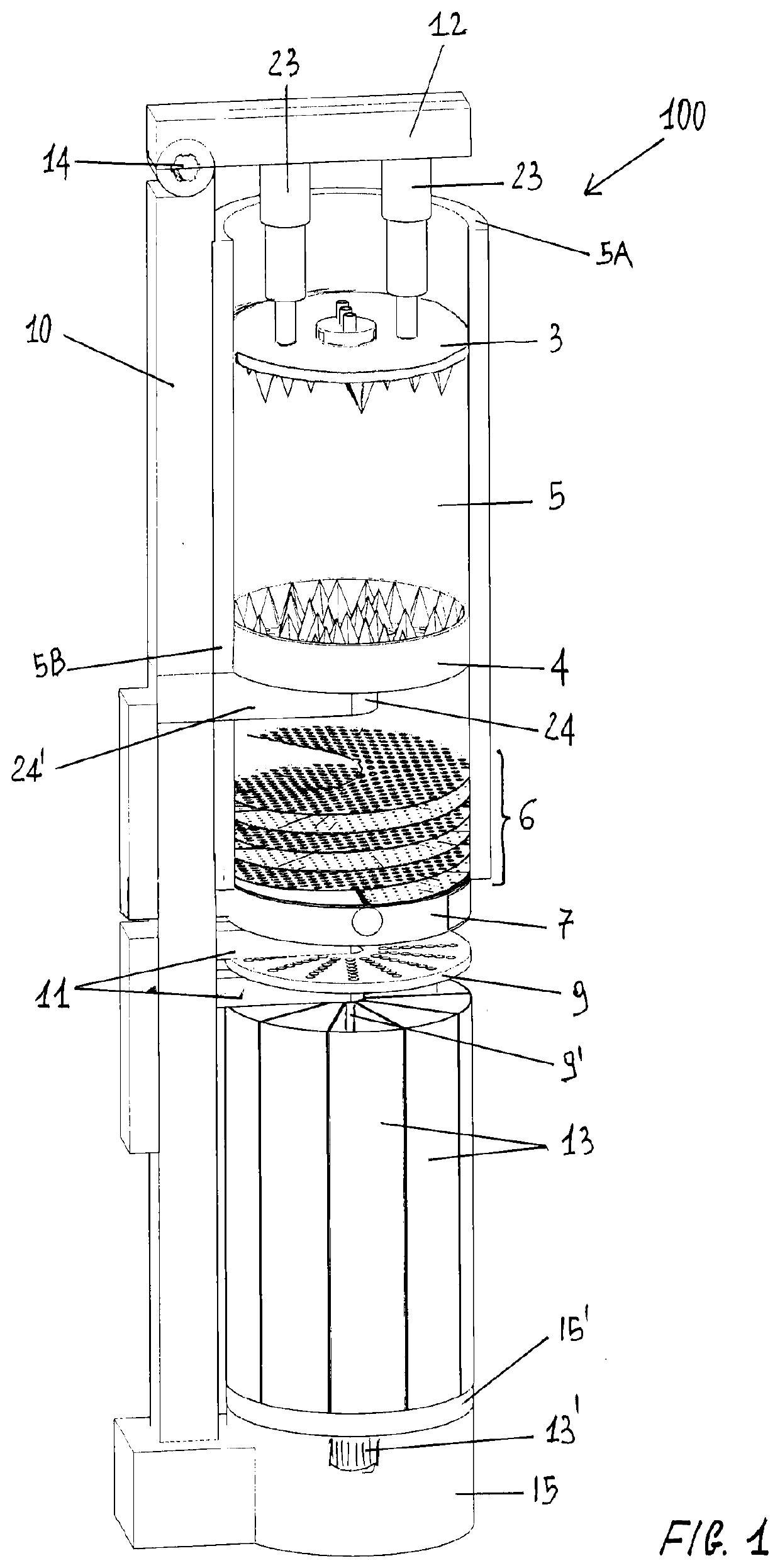 Device for the treatment and separation of inorganic solid waste