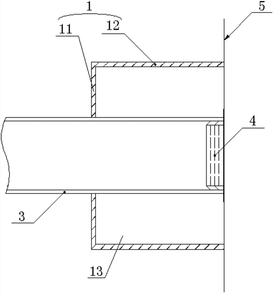 Embedded part for guiding metal pipe out of fair-faced concrete and construction method thereof