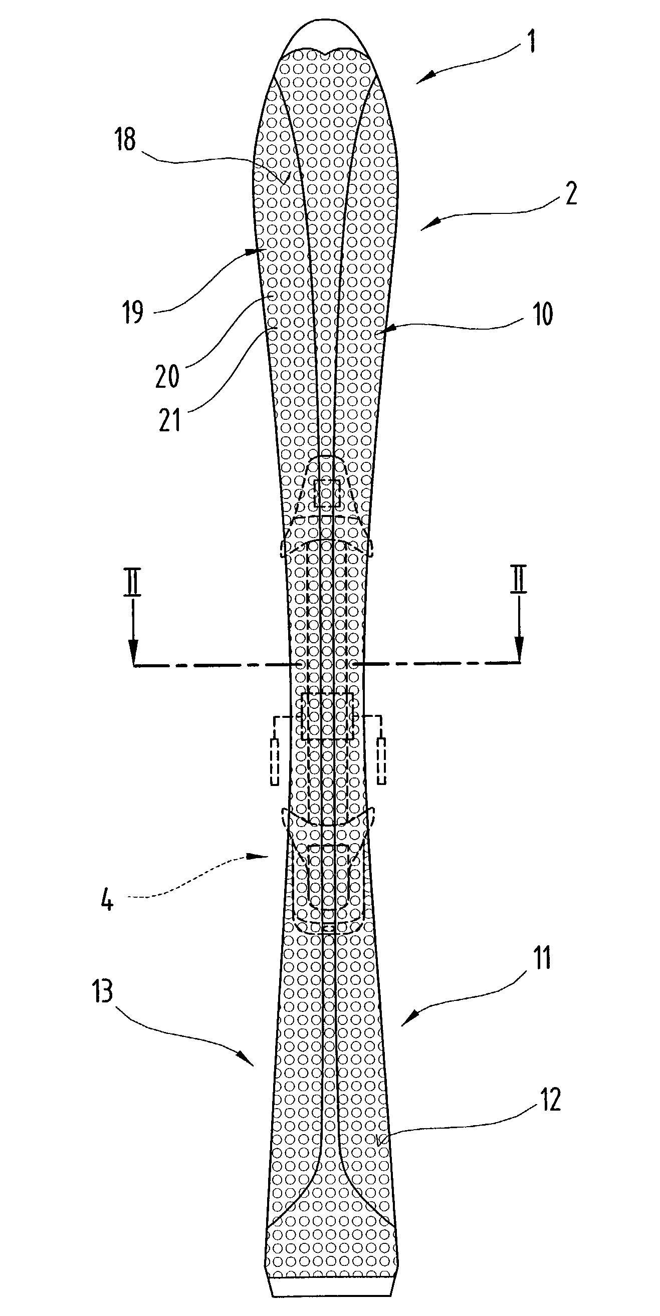 Board-type runner device and top layer and running surface lining for same