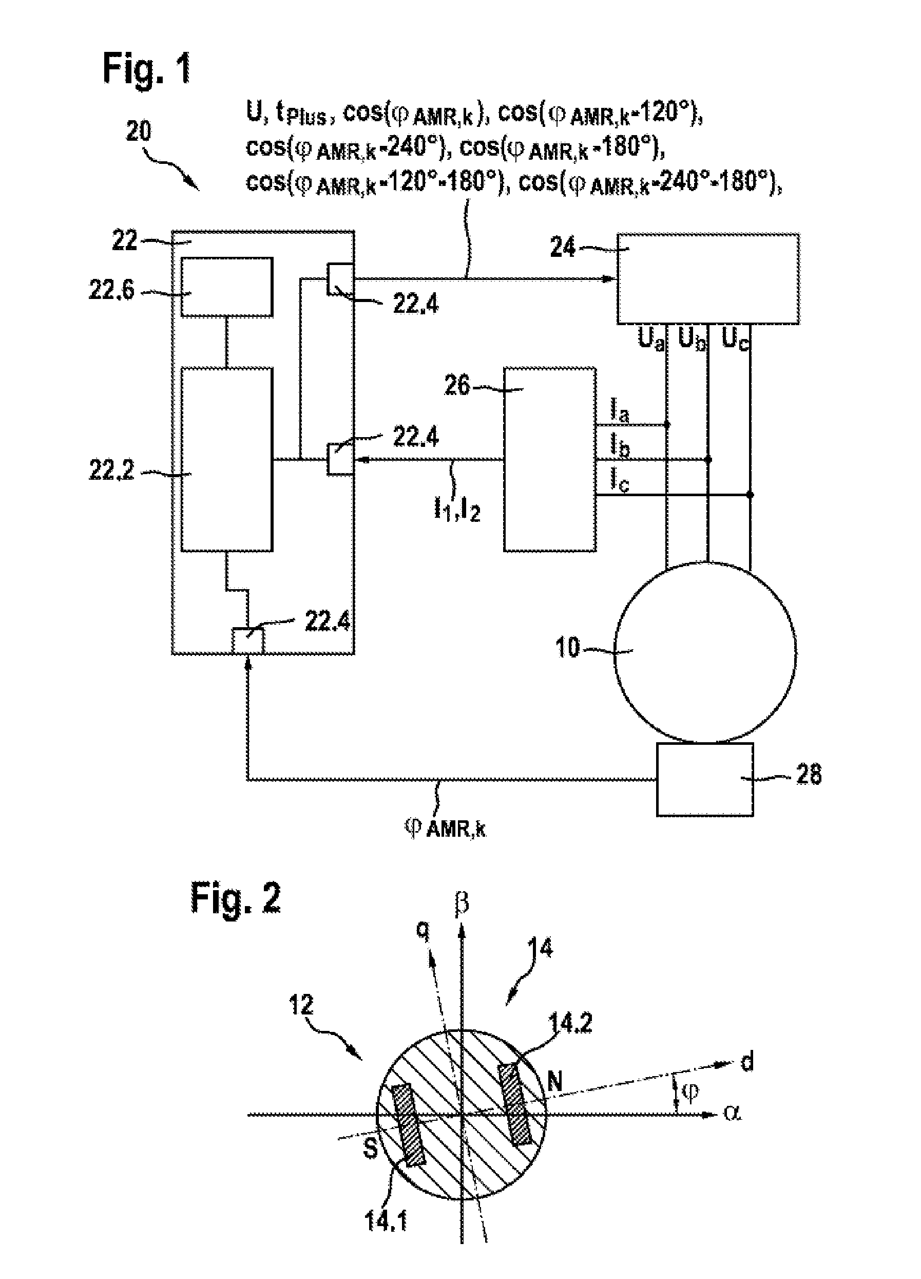 Method and device for determining a current angular position of a rotatable magnetic component in an electric drive