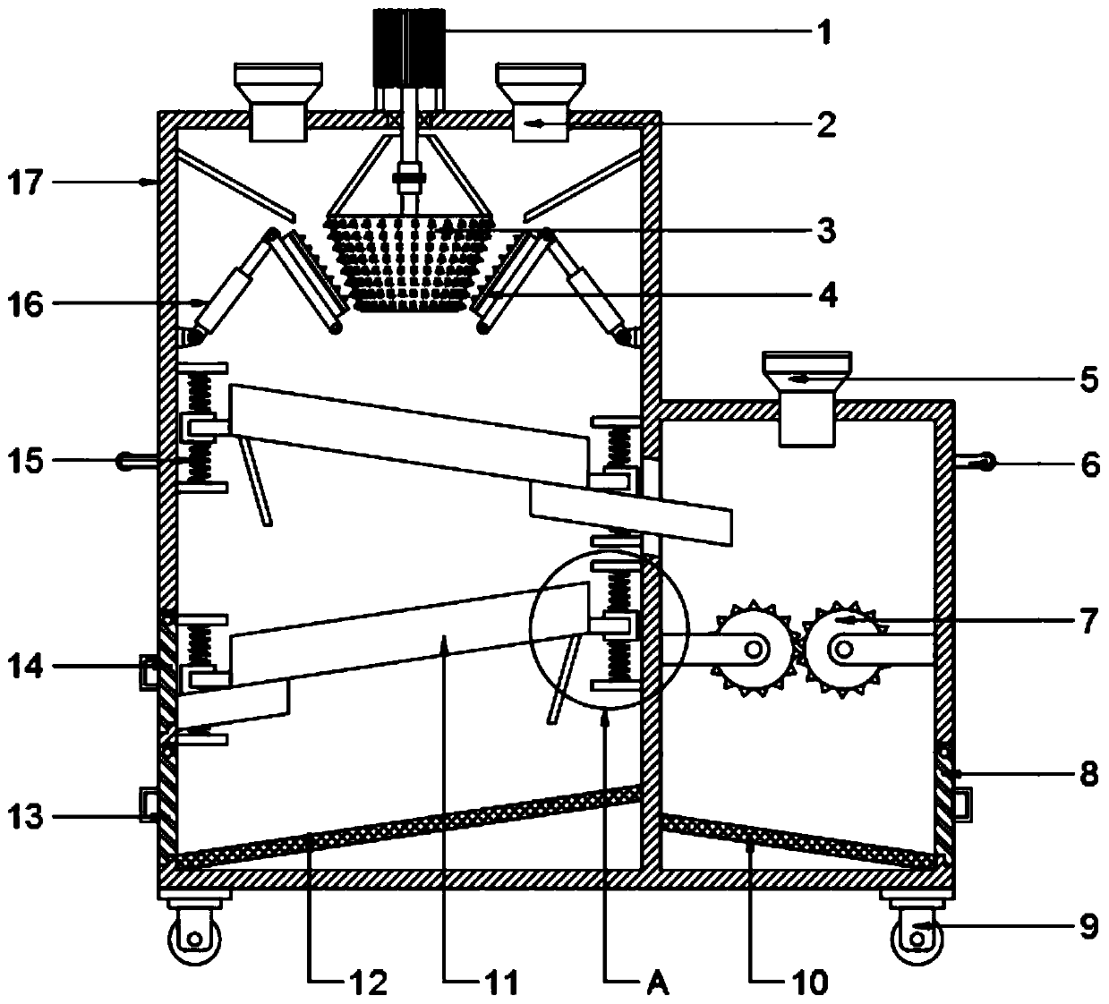Raw material crushing device for machining