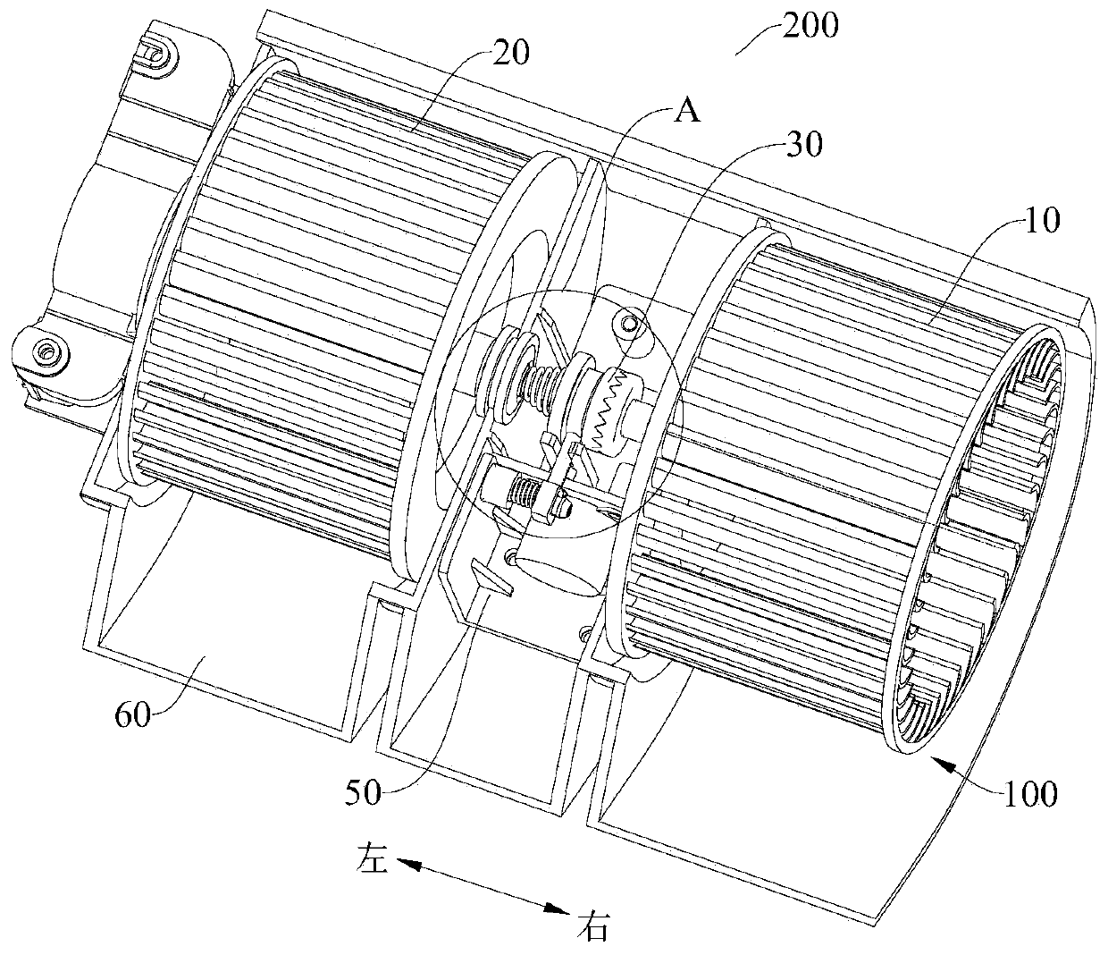 Clutch device, air conditioner indoor unit and fan assembly thereof