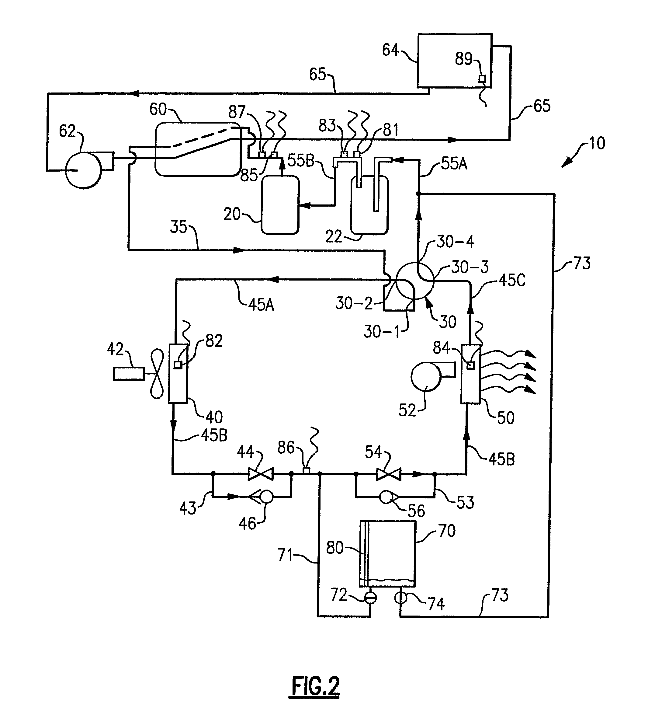 Refrigerant charge control in a heat pump system with water heater