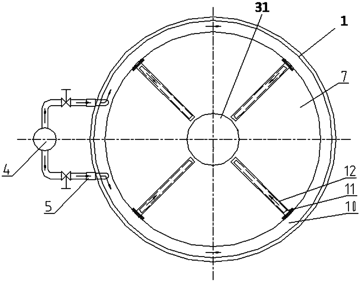 Air distribution structure of low-temperature rotational-flow rotary-disc material drying machine