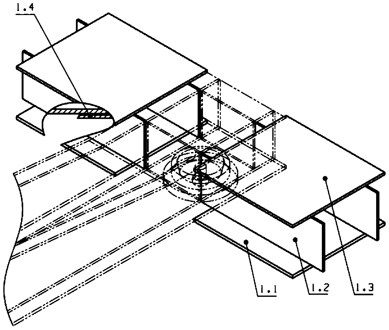 Bearing large underframe of wagon for transporting U-shaped or box type prefabricated beams
