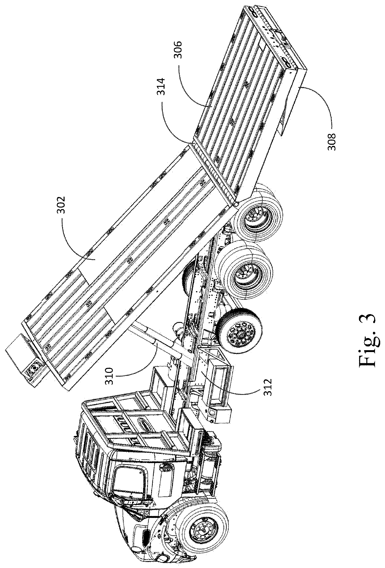 Truck load bed with hydraulic tilt/hydraulic tail that utilizes a unified hinge