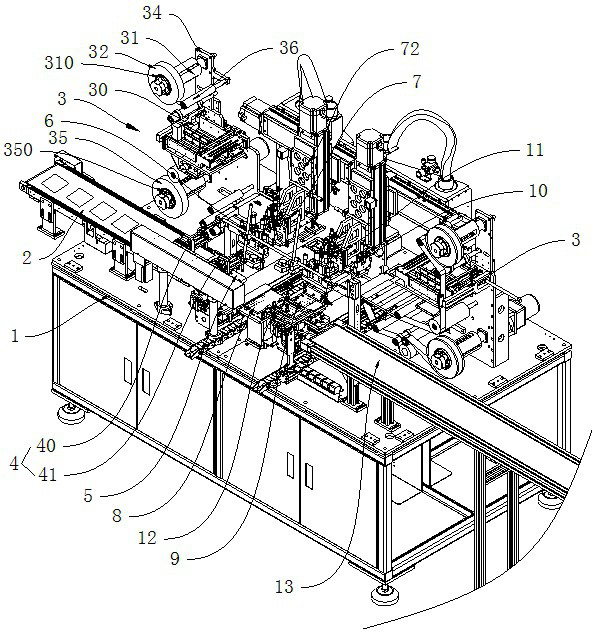 Chip mounting equipment and process for mounting polarizer on glass workpiece
