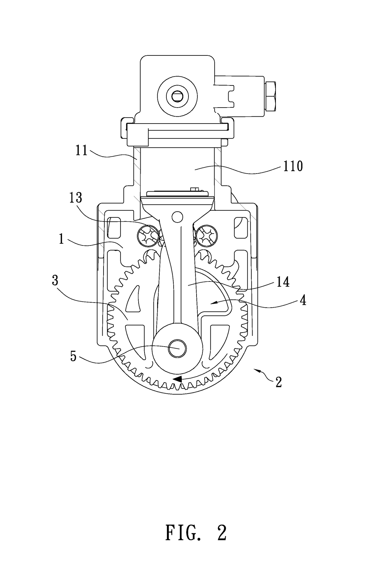 Air compressor with improved rotating device