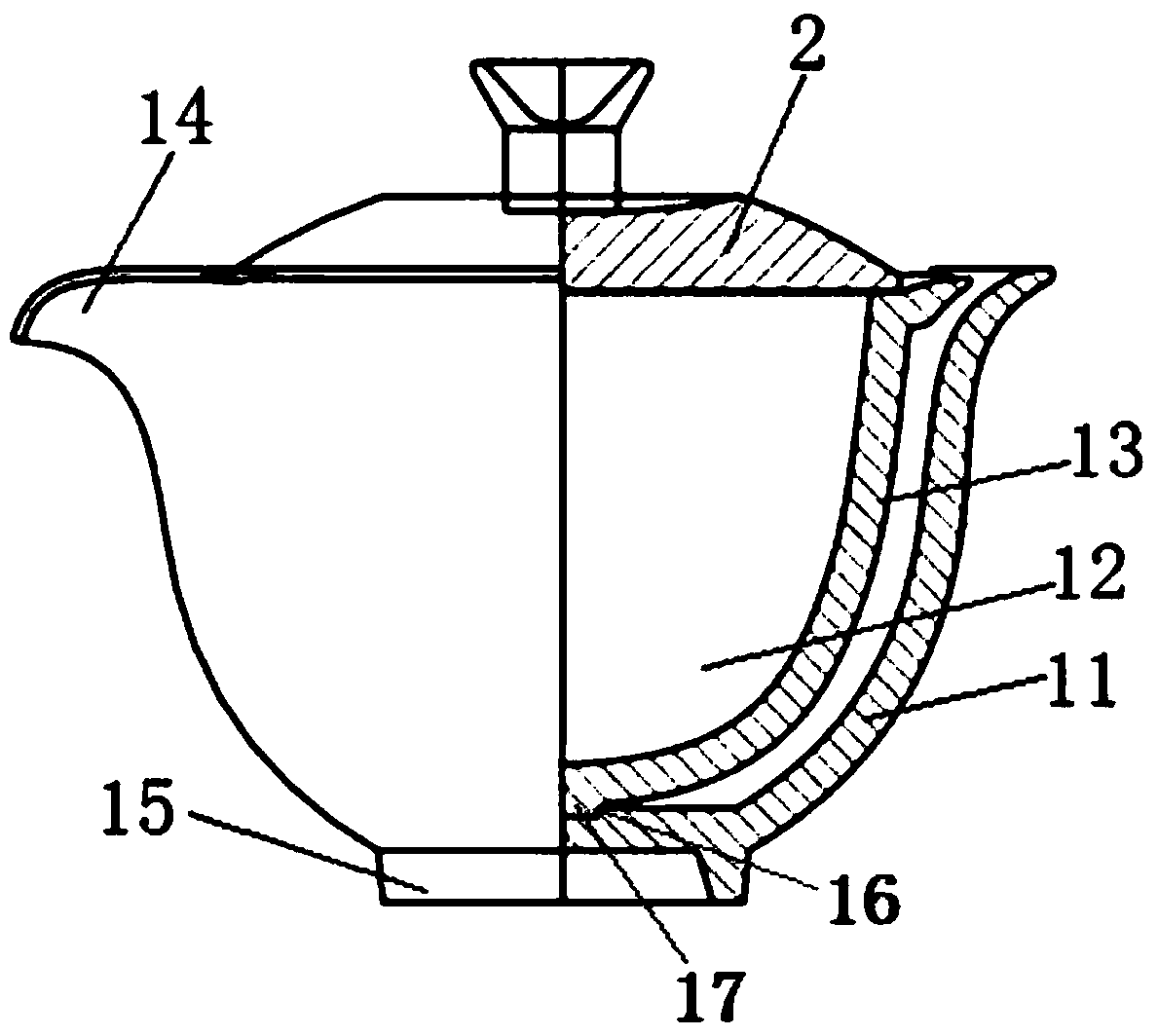 Integrated functional tea ware containing cover bowl, serving cup and filter screen and preparation method thereof