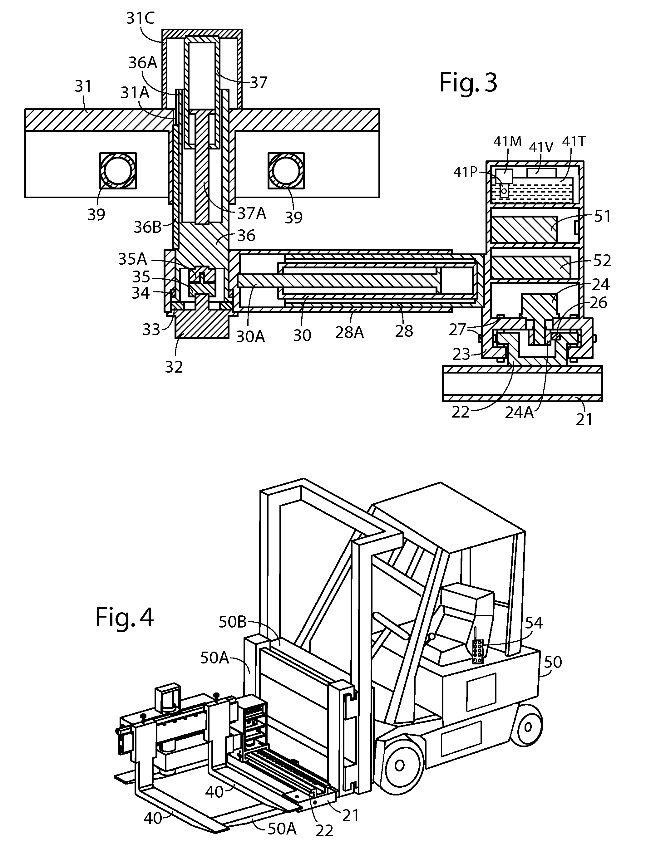 Side loading attachment for forklift trucks and the like