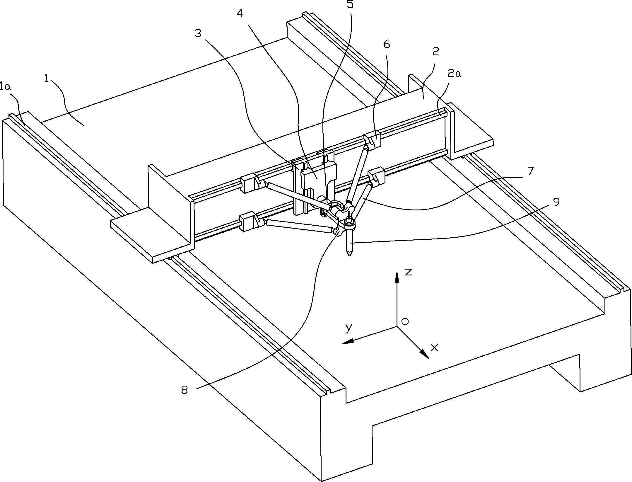 Imperfect degree-of-freedom parallel connection five-axis computerized numerical control laser cutting machine
