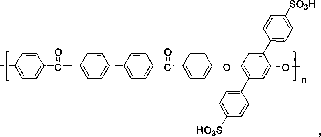 Side base sulfonic acid type polyarylether material, and preparation method and application thereof