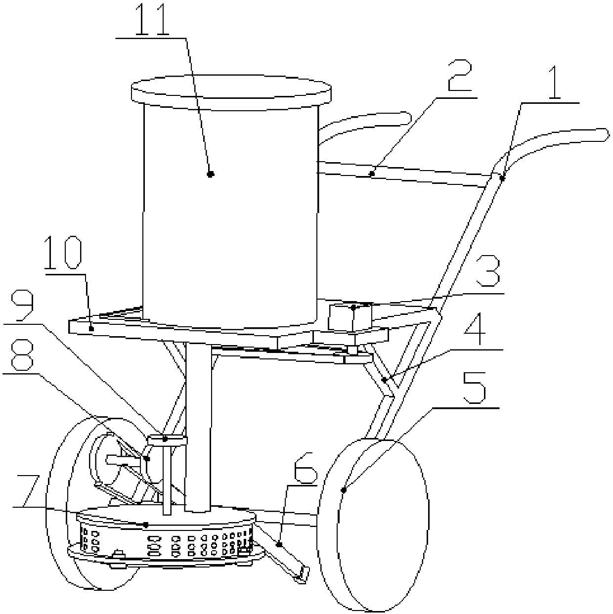 An agricultural centrifugal fertilizer application device