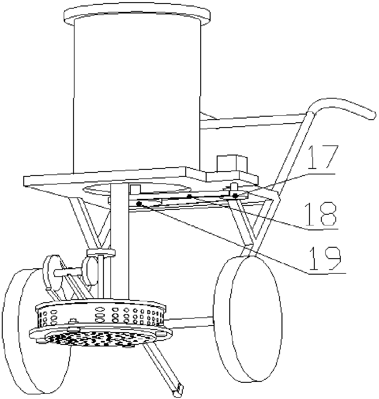 An agricultural centrifugal fertilizer application device