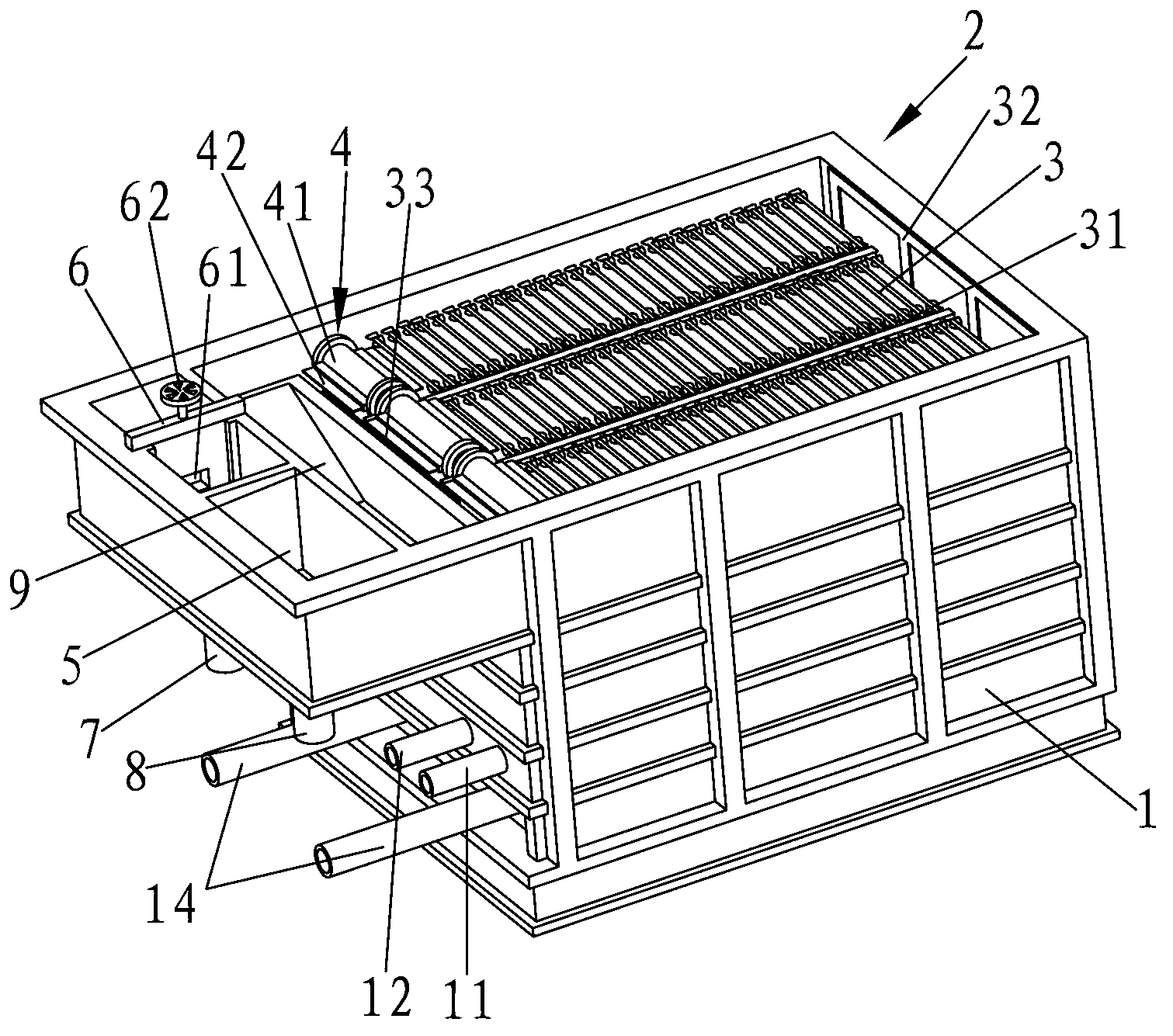 High-efficiency electrocoagulation device for sewage treatment