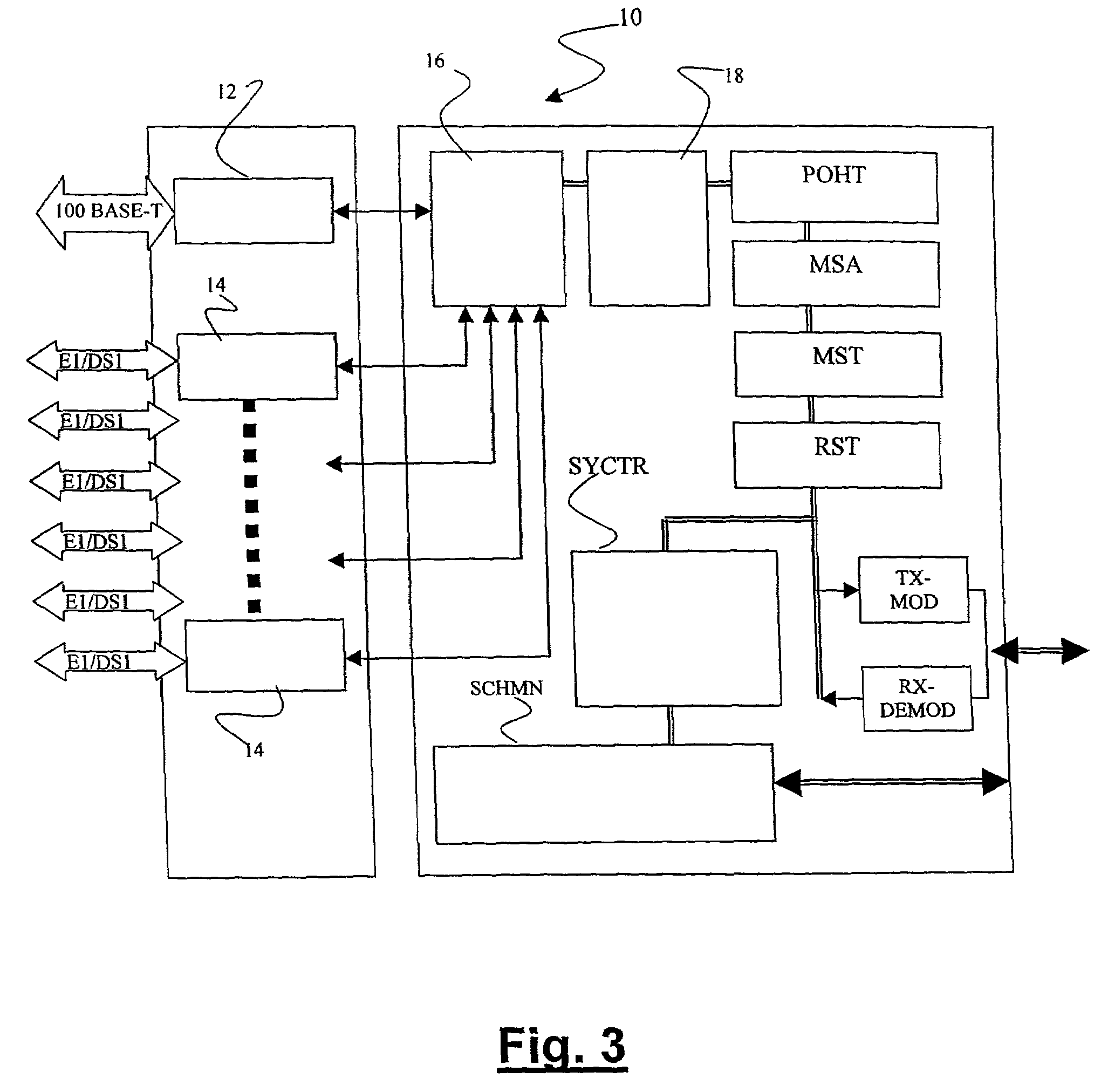 Method and apparatus for mapping fast ethernet data interfaces into a single VC-4 virtual container of a STM-1/OC-3 payload transmitted in a radio-link system