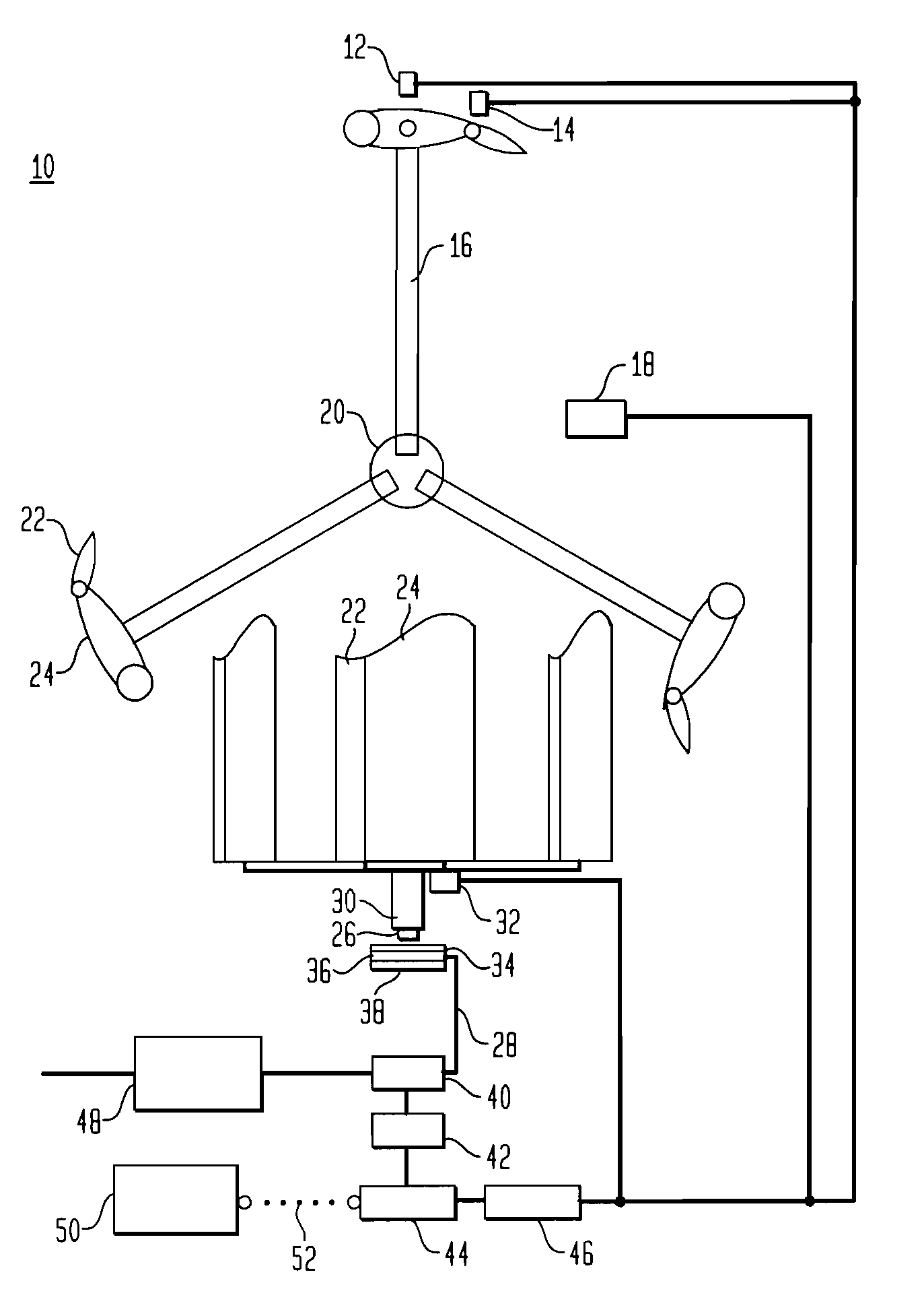 Vertical axis wind turbine using individual blade pitch and camber control integrated with matrix converter