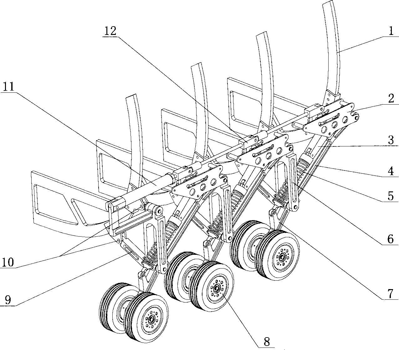 Small-sized foldable multi-wheel multi-column support type landing gear