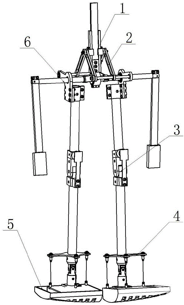 Mechanical structure of three-dimensional human-simulated biped walking robot and walking method
