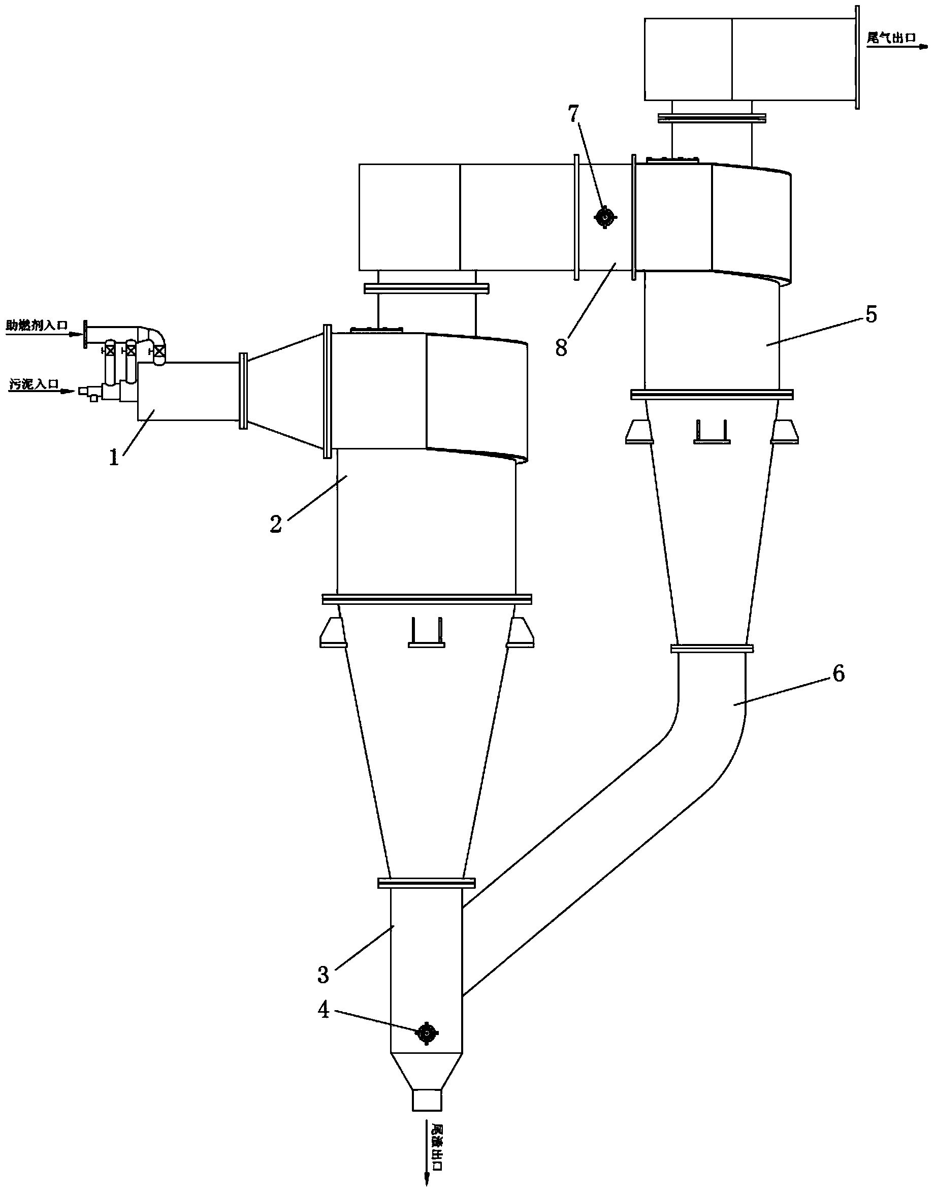 High-temperature plasma vitrification device for sludge and treatment method thereof