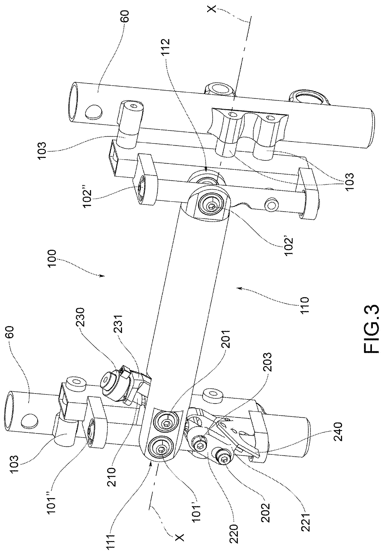 Forecarriage of a rolling motor vehicle with rolling block