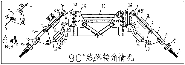Three-span ground wire tension string and tower connecting device