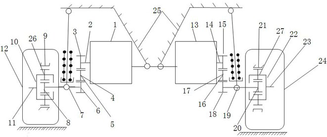 Split type high-trafficability dual-motor power shunting drive axle