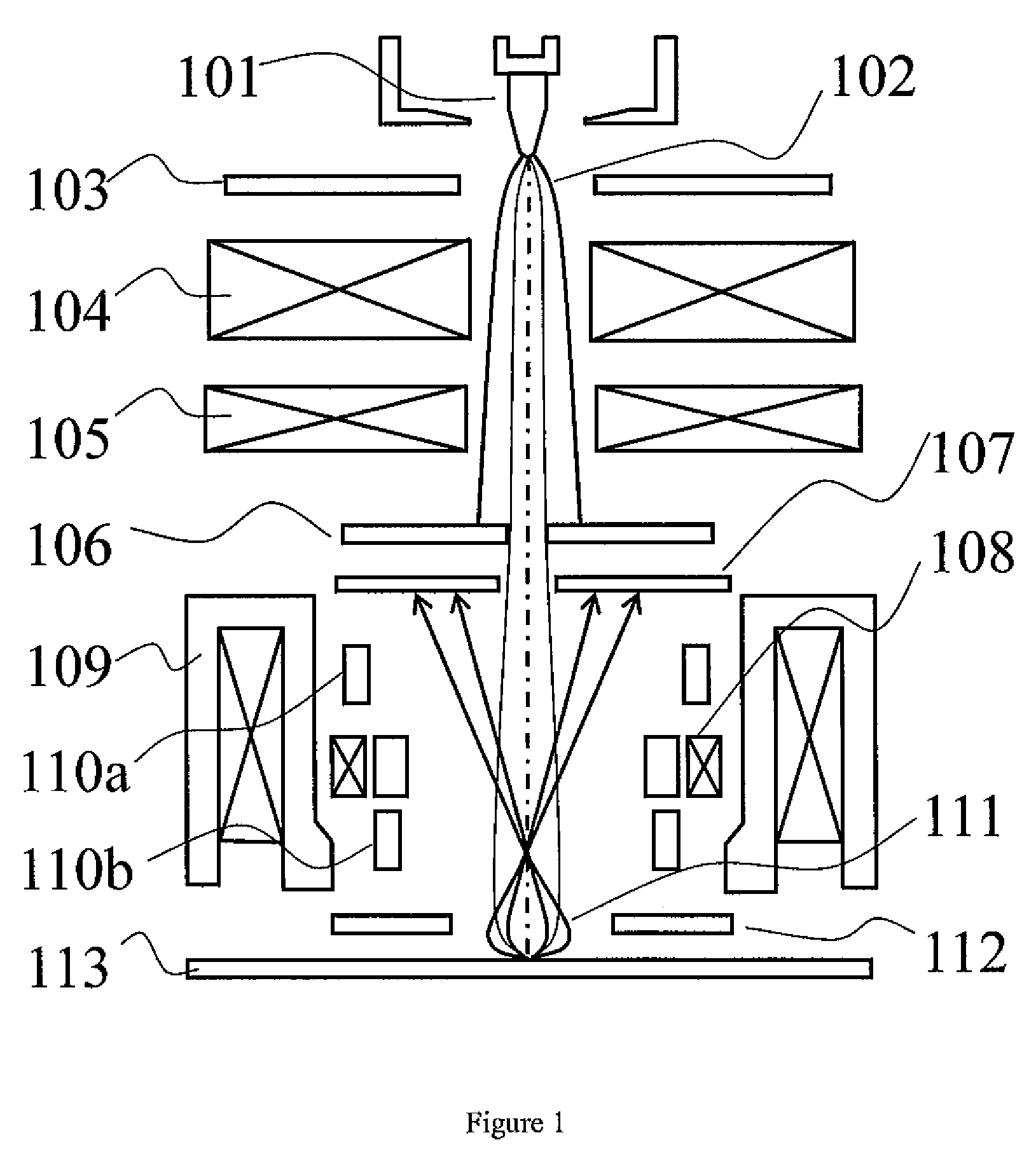 Electron beam apparatus to collect side-view and/or plane-view image with in-lens sectional detector