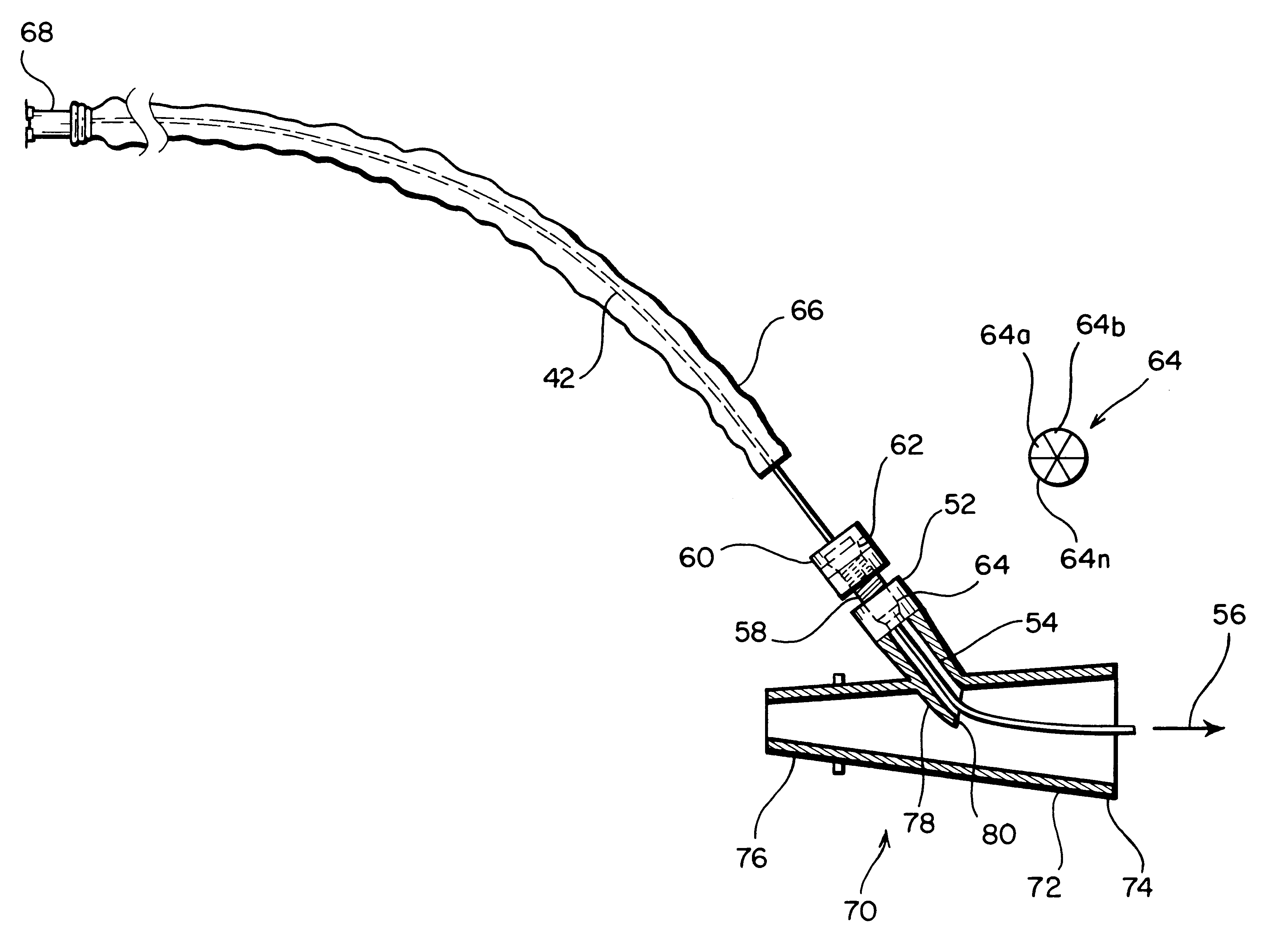 Adapter for localized treatment through a tracheal tube and method for use thereof