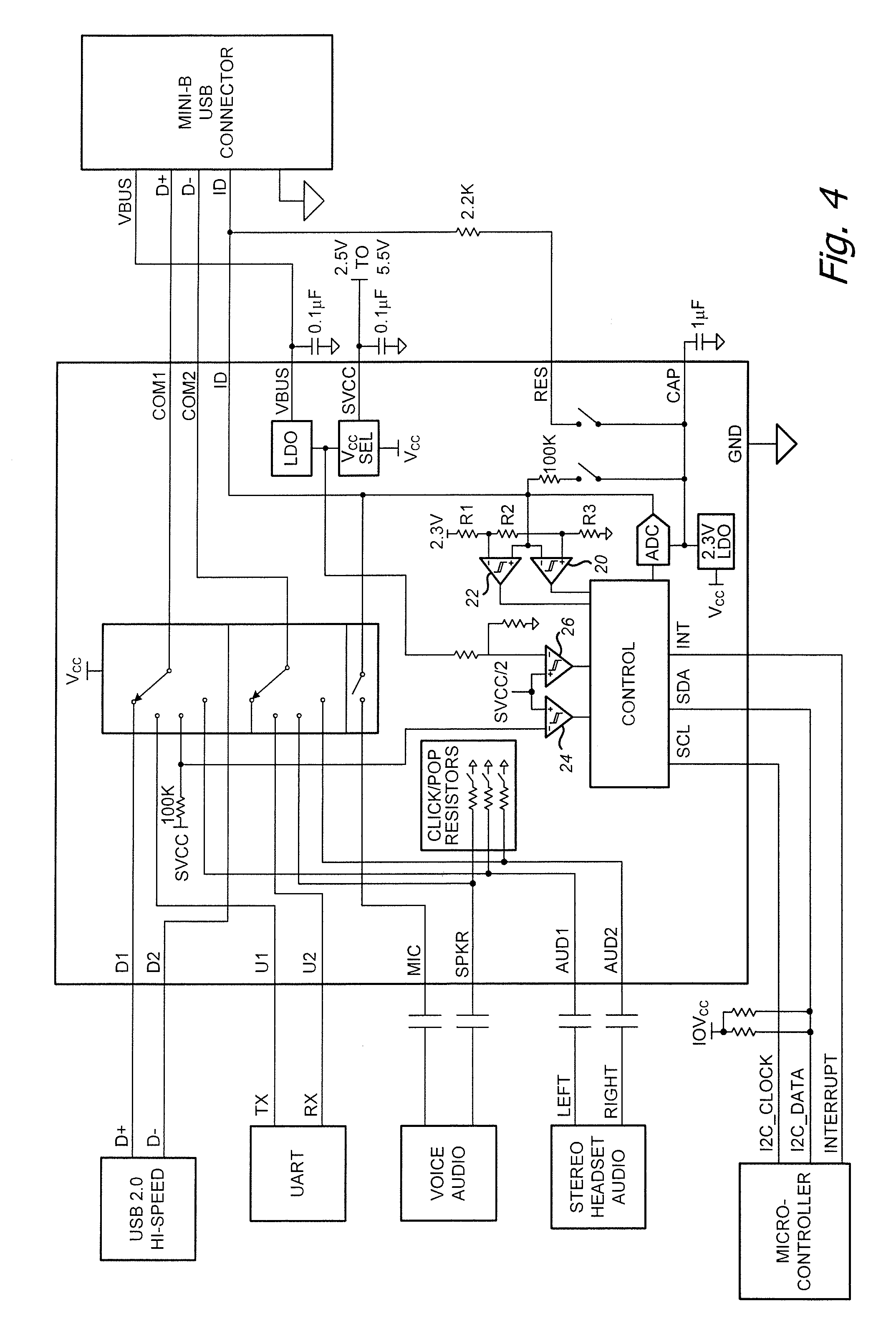 Electret microphone detection using a current source