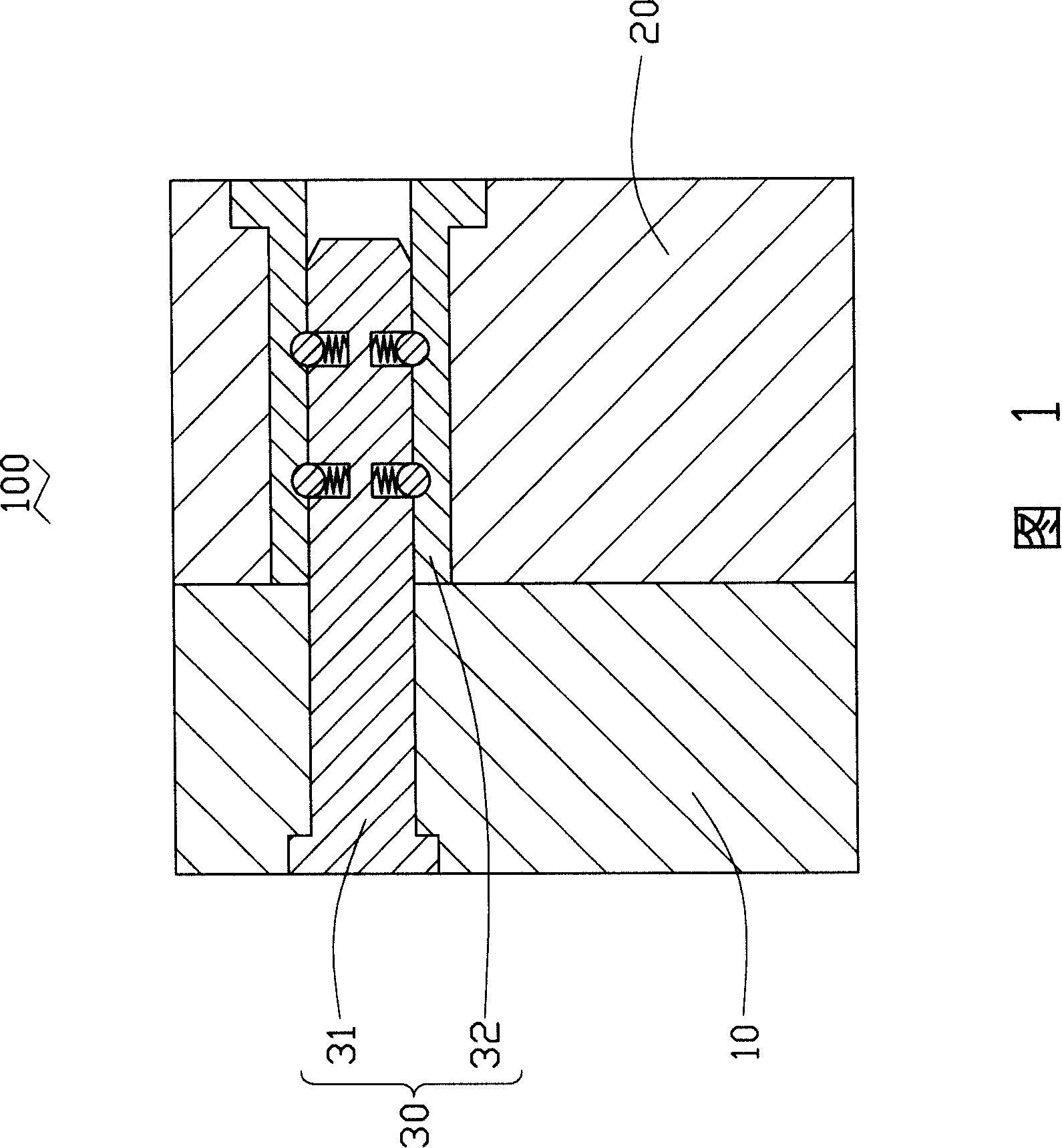 Opening and closing device for mould and mould using the same