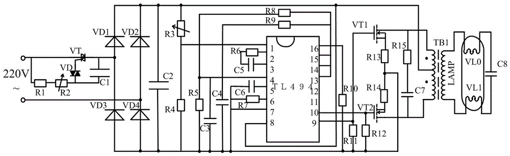 An Electronic Ballast for Reducing Grid Voltage Waveform Distortion Through Triac