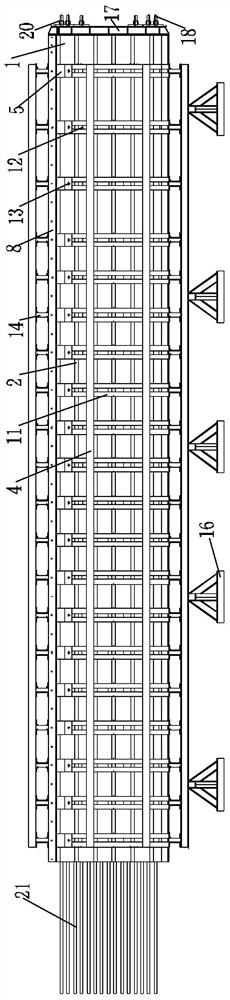 An integrated horizontal assembly structure of reinforcement cage and steel formwork