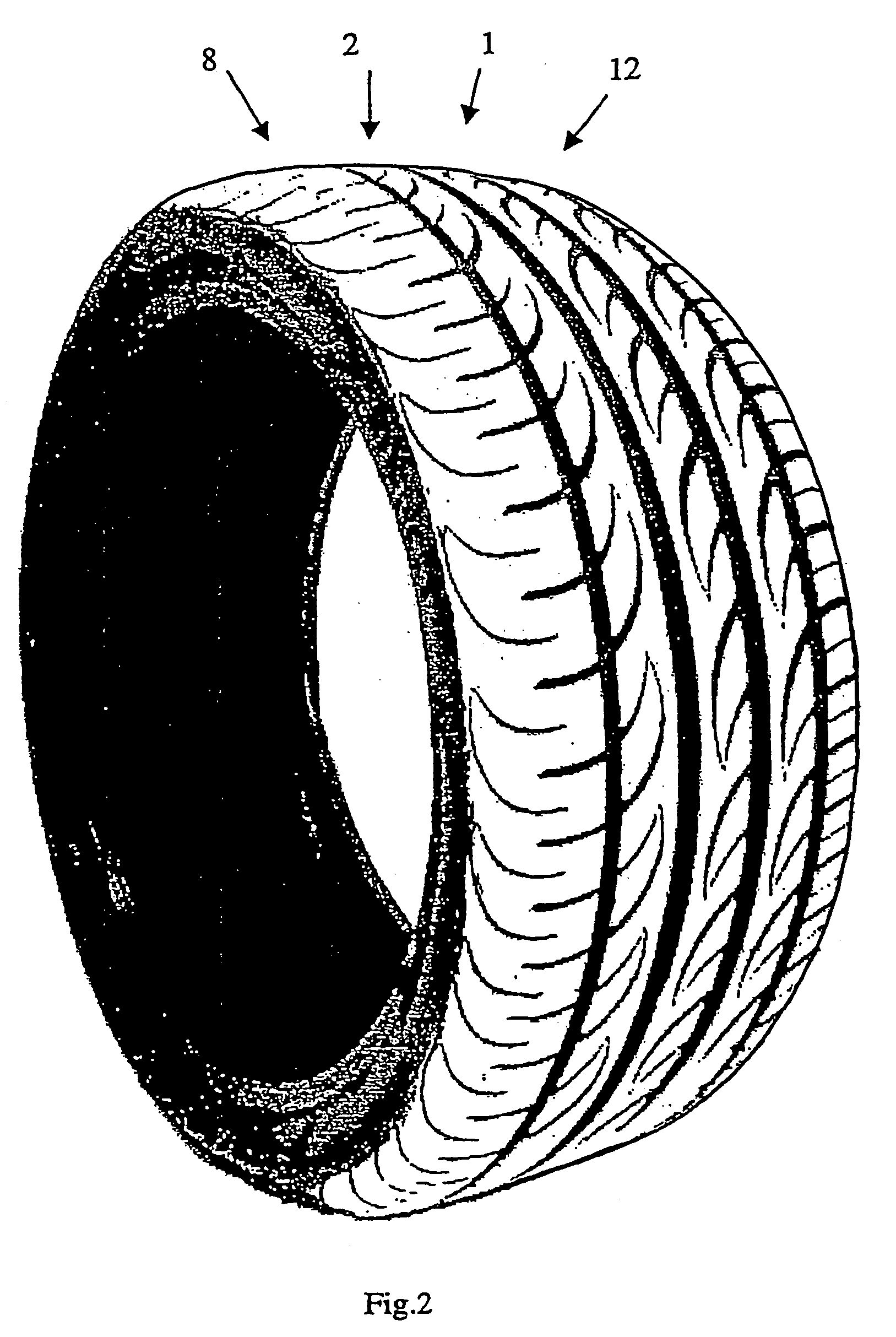 Tire with tread having continuous rib