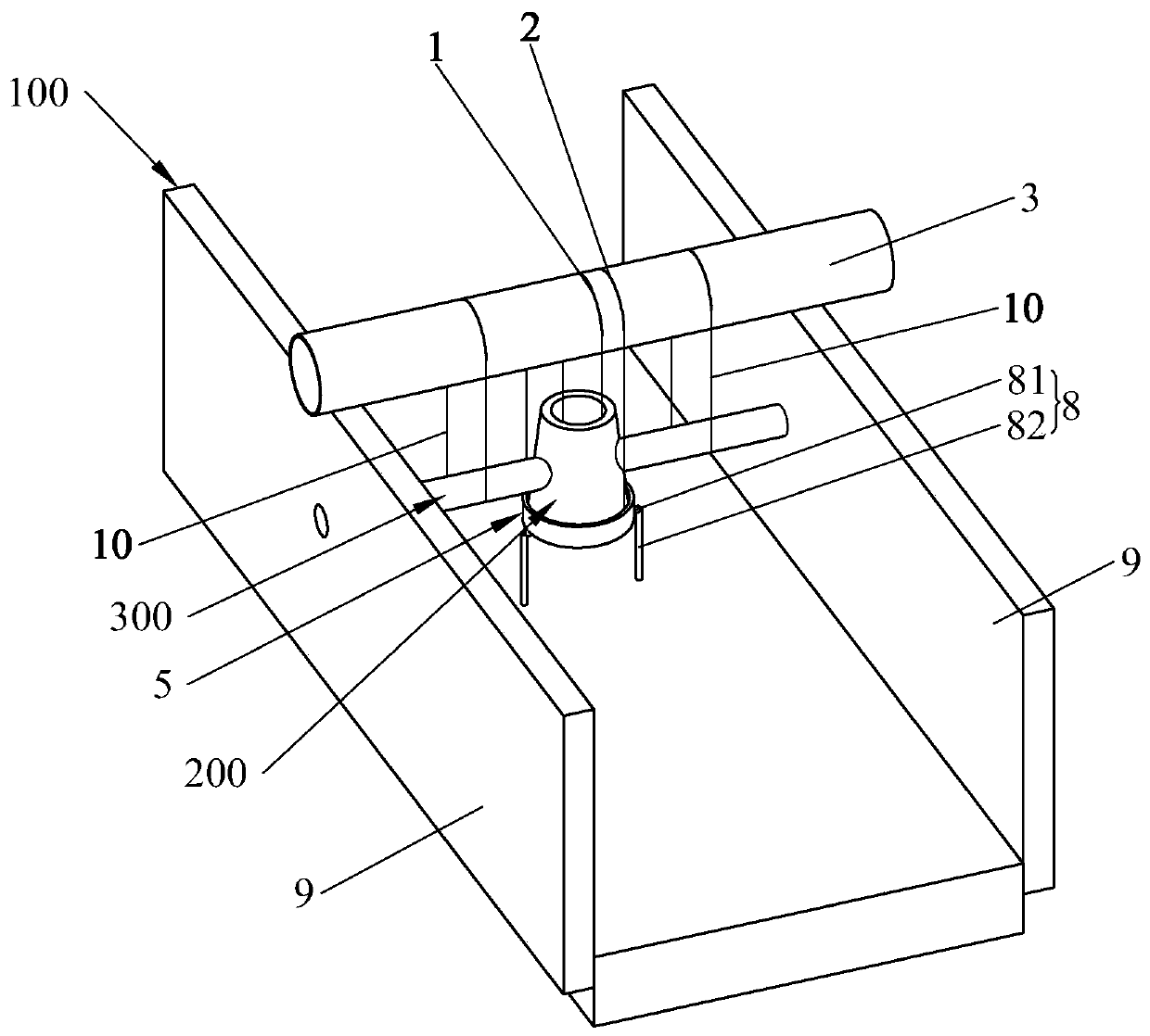 Tube well overhanging protection structure and brickwork tube well in-situ protection construction method