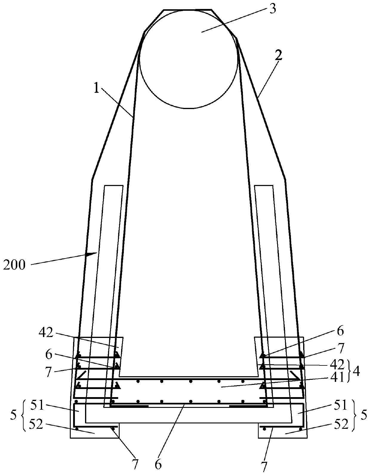 Tube well overhanging protection structure and brickwork tube well in-situ protection construction method