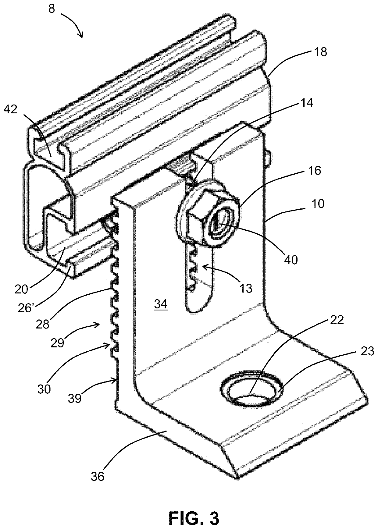 Corrugated washer for use with a corrugated L-foot mounting bracket for mounting solar panels to a roof