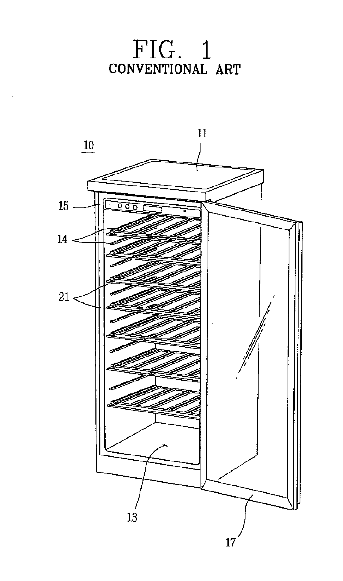 Wine refrigerator with shelf having elastic support members