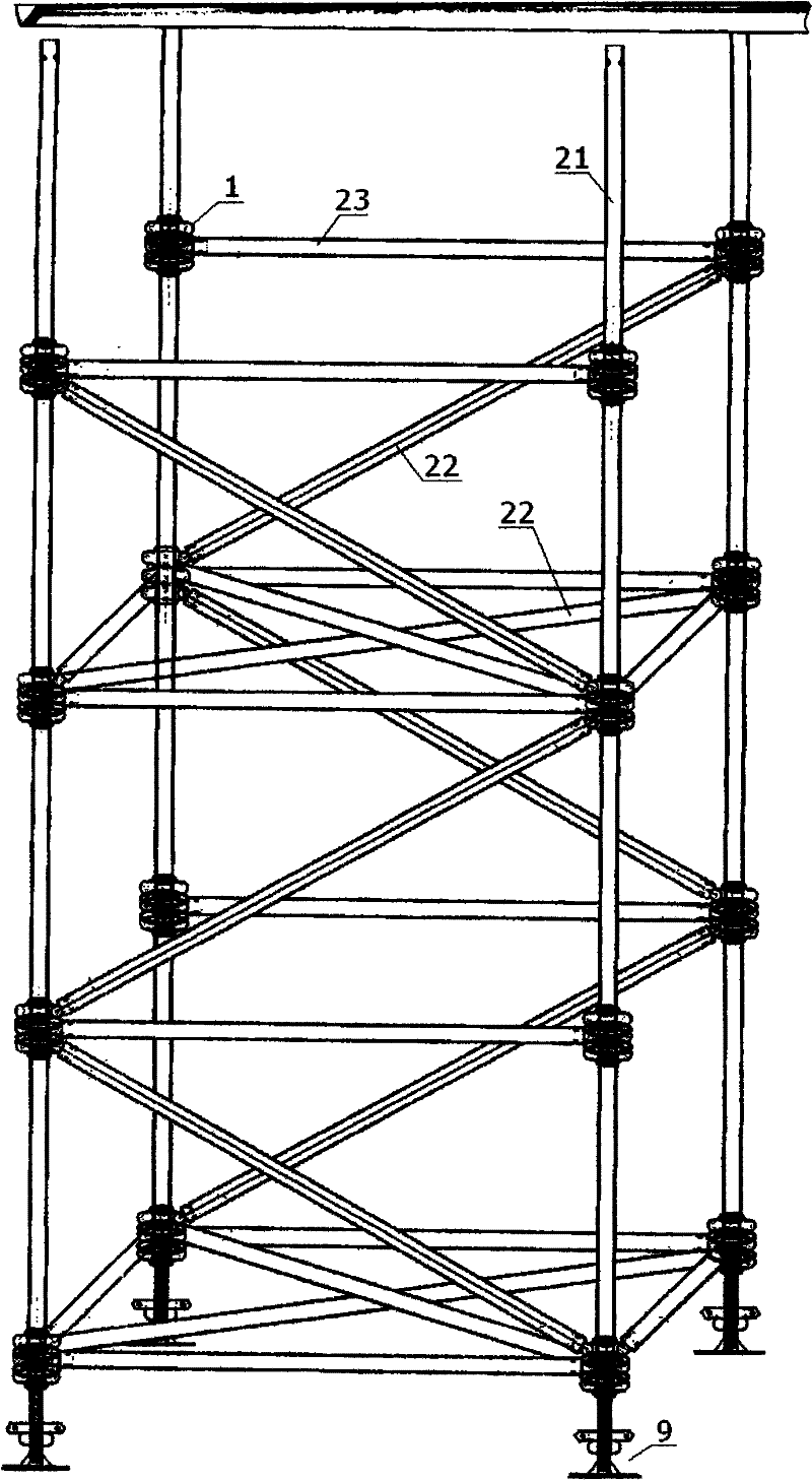 Multi-direction centralized connection type composed scaffold