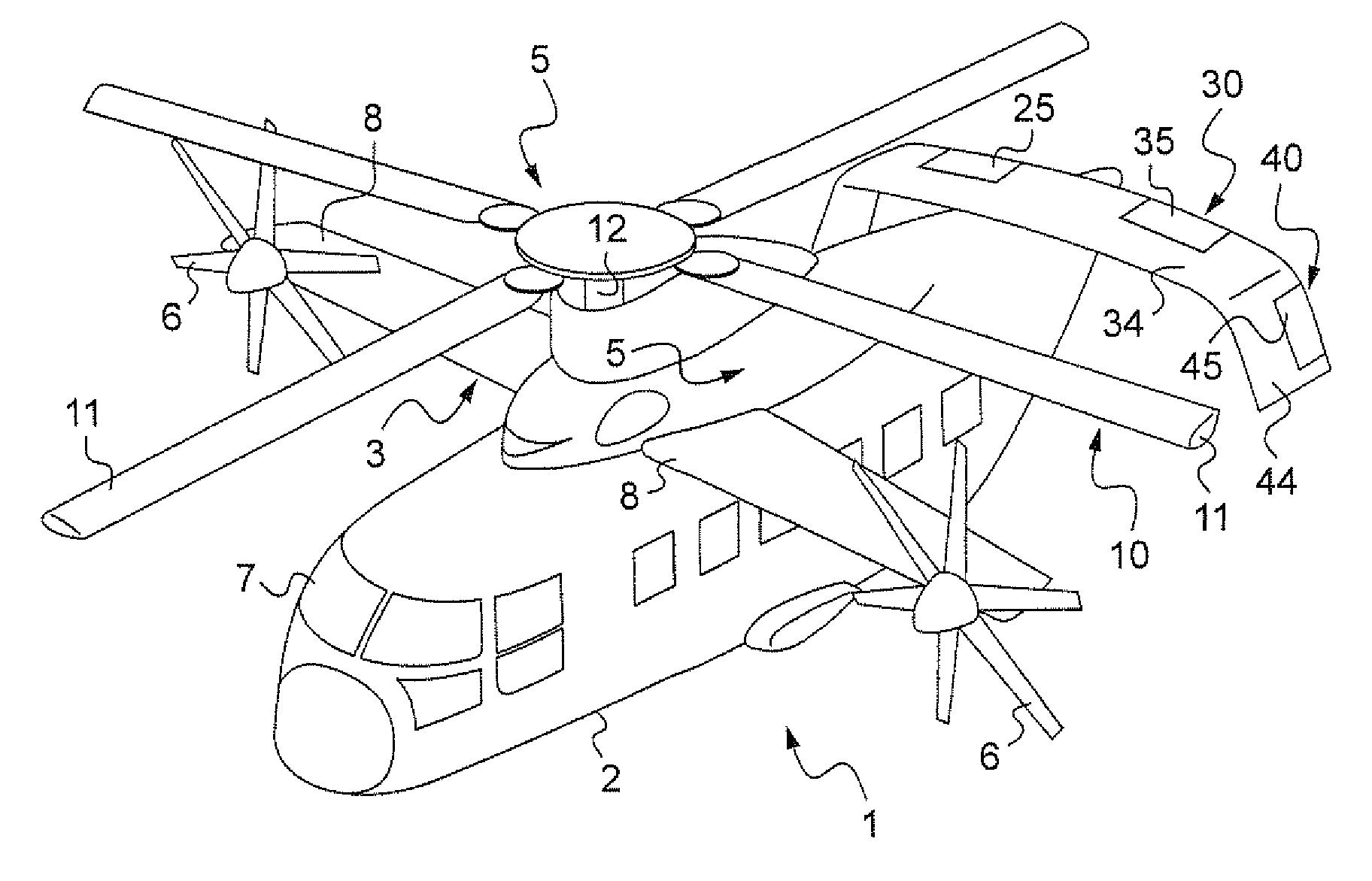 Fast hybrid helicopter with long range and an optimized lift rotor