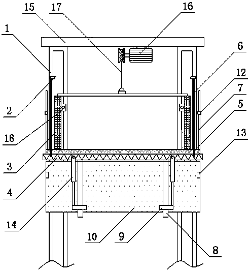 Movable hoisted-type automatic lifting platform for shear wall well structure construction