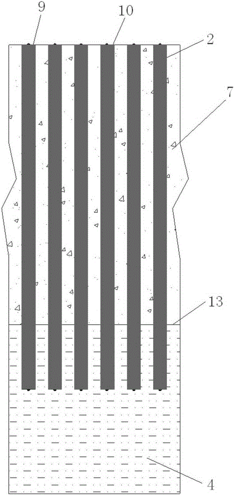 Anti-slide tie-steel pipe pile composite structure for repairing cave-in roadbed and method