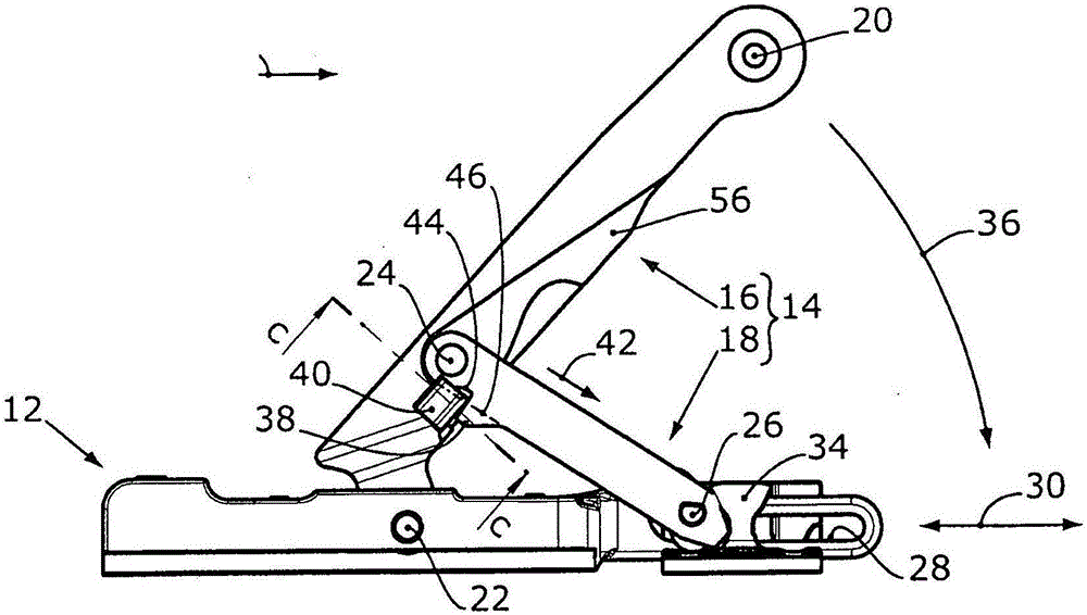 Carriage arrangement with an eccentric control pin, and sliding door or sliding window having such a carriage arrangement